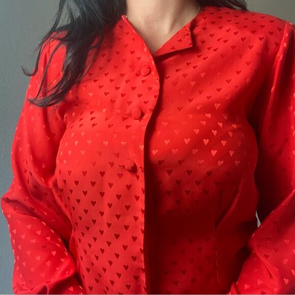 Evan Picone Satin Brocade Heart Blouse Size 6 Medium - Picture 5 of 7